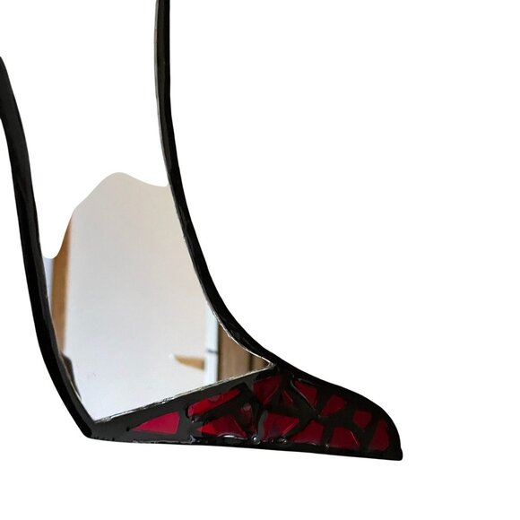 High Heel BootShaped Decorative Wall Mirror With Red Mosaic 18" x 5" Chain Detai - Picture 3 of 12